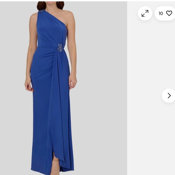 GOWN, NWT , ADRIANNA PAPELL, UNWORN. BLUE WITH BEAD ACCENT - Picture 1 of 2